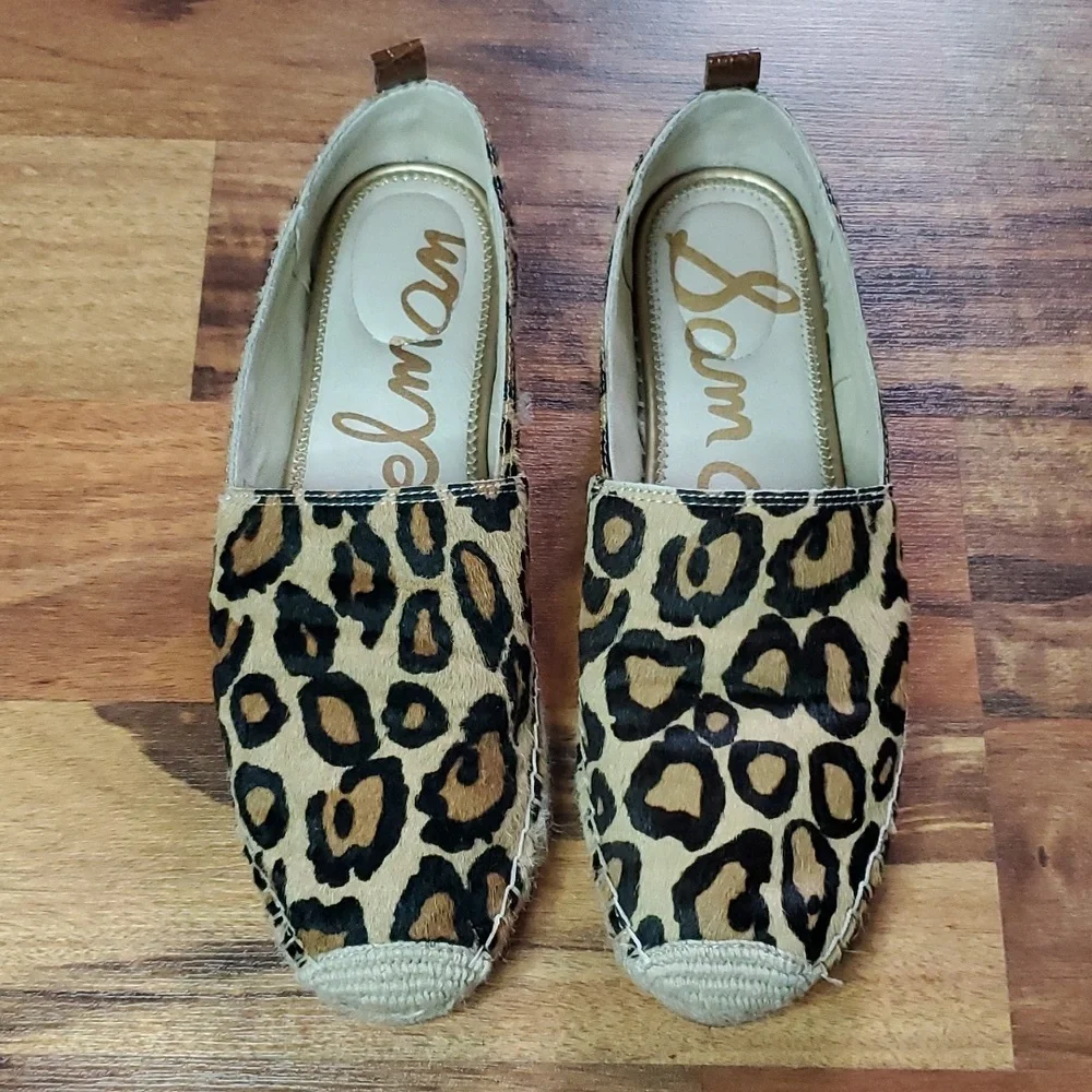 Sam Edelman Khloe Calf Hair Espadrille Leopard Print Leather 8.5